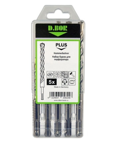 Набор буров SDS-plus V PLUS 5шт, 2-cutting (242030): Набор буров SDS-plus (6х110 мм; 6,8,10,12х160 мм) в Камышине