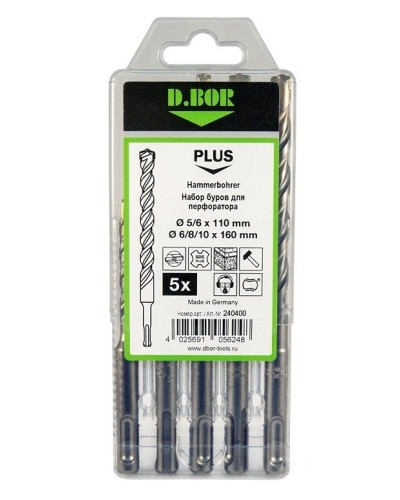 Набор буров SDS-plus V PLUS 5шт, 2-cutting (240400): Набор буров SDS-plus (5,6х110 мм; 6,8,10х160 мм) в Камышине