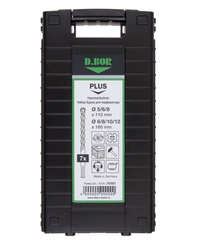 Набор буров SDS-plus V PLUS 7шт, 2-cutting (240987). Набор буров SDS-plus (5,6,8х110 мм; 6,8,10,12х160 мм). D.BOR в Камышине