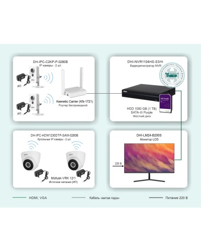 ТСН-029. Беспроводная система видеонаблюдения на основе IP-камер Dahua с использованием Wi-Fi технологии. Dahua в Камышине
