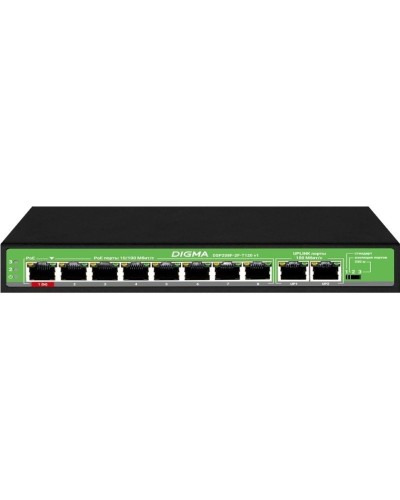 DSP208F-2F-T120 DSP208F-2F-T120 V1 (L2) 10х100Мбит/с 8PoE 8PoE+ 120W. Коммутатор с питанием по PoE. Digma в Камышине