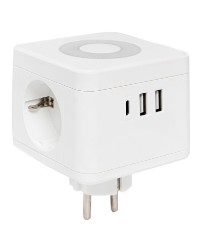 Тройник Куб 2 гнезда 2USB 2,4А+Type C + Ночник. Тройник Куб. EKF в Камышине