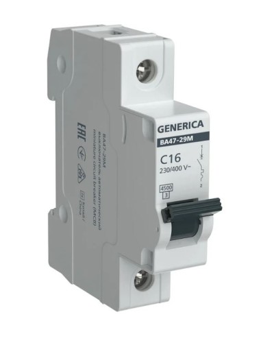 GENERICA ВА47-29М 1P C 16А 4,5кА (MVA21-1-016-C-G). Автоматический выключатель. IEK в Камышине