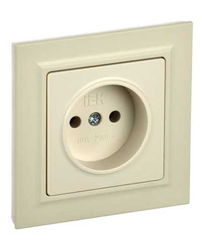 Розетка без з/к РС10-1-0-БрКр бежевый BRITE (BR-R10-10-K10). Розетка без заземления без защитных шторок. IEK в Камышине
