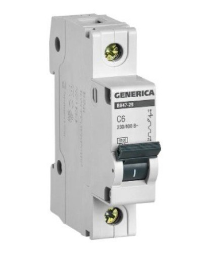 GENERICA ВА47-29 1P C 6А 4,5кА (MVA25-1-006-C). Автоматический выключатель. IEK в Камышине
