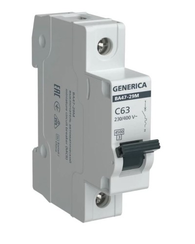 GENERICA ВА47-29М 1P C 63А 4,5кА (MVA21-1-063-C-G). Автоматический выключатель. IEK в Камышине