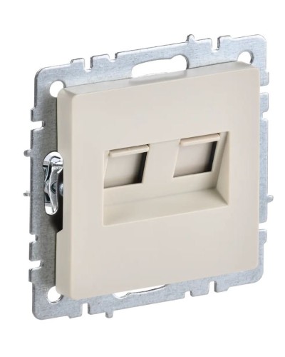 Розетка RJ45 РК10-2-БрКр кат.5E, бежевый BRITE (BR-K20-1-K10). Розетка компьютерная двойная. IEK в Камышине