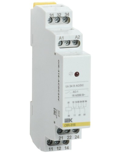 Реле промежуточное модульное OIR 3 контакта 16А 24В AC/DC (OIR-316-ACDC24V). Реле промежуточное модульное. IEK в Камышине