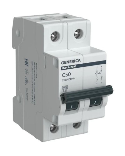 GENERICA ВА47-29М 2P C 50А 4,5кА (MVA21-2-050-C-G). Автоматический выключатель. IEK в Камышине