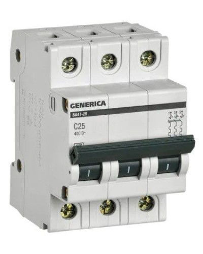 GENERICA ВА47-29 3P C 25А 4,5кА (MVA25-3-025-C). Автоматический выключатель. IEK в Камышине