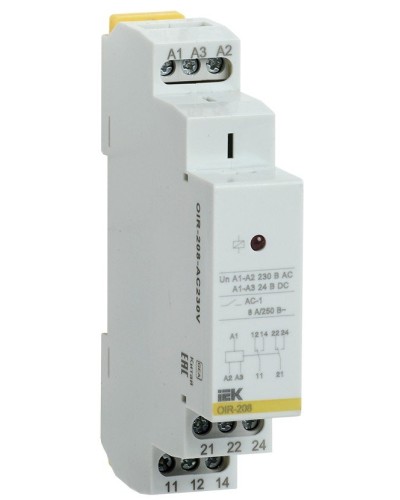 Реле промежуточное модульное OIR 2 контакта 8А 230В AC (OIR-208-AC230V). Реле промежуточное модульное. IEK в Камышине