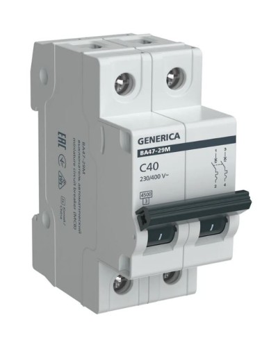GENERICA ВА47-29М 2P C 40А 4,5кА (MVA21-2-040-C-G). Автоматический выключатель. IEK в Камышине
