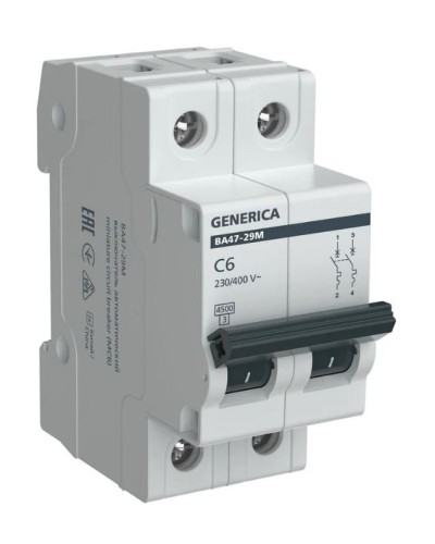 GENERICA ВА47-29М 2P C 6А 4,5кА (MVA21-2-006-C-G). Автоматический выключатель. IEK в Камышине