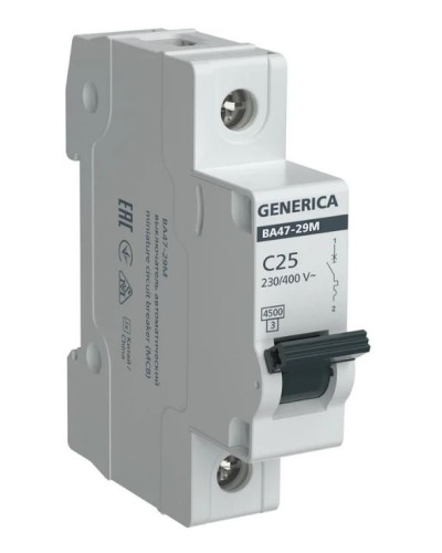 GENERICA ВА47-29М 1P C 25А 4,5кА (MVA21-1-025-C-G). Автоматический выключатель. IEK в Камышине