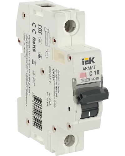 M06N 1P C 16А 6кА ARMAT (AR-M06N-1-C016). Автоматический выключатель. IEK в Камышине