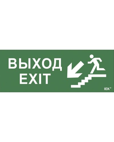 Самоклеящаяся этикетка Выход/лестница вниз/фигура (LPC10-1-24-09-VLVNF). Самоклеящаяся этикетка 240х90 мм. IEK в Камышине