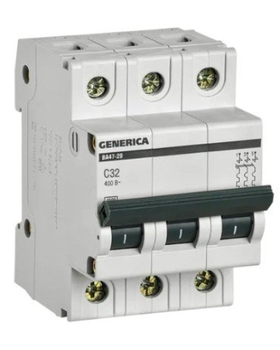GENERICA ВА47-29 3P C 32А 4,5кА (MVA25-3-032-C). Автоматический выключатель. IEK в Камышине