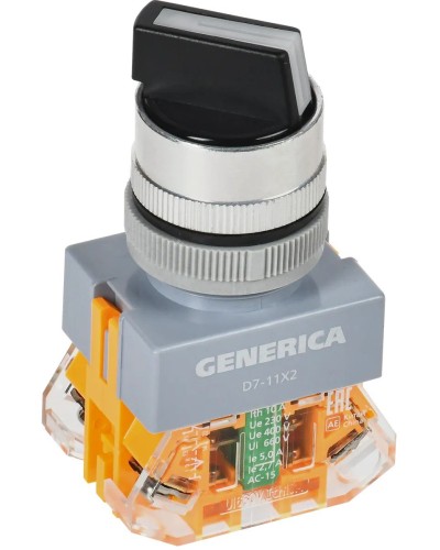 Переключатель D7-11X2 на 2 положения черный GENERICA (BSW50-11X2-3-21-2-K02-G). Переключатель. IEK в Камышине