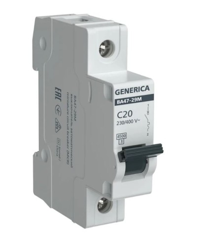 GENERICA ВА47-29М 1P C 20А 4,5кА (MVA21-1-020-C-G). Автоматический выключатель. IEK в Камышине