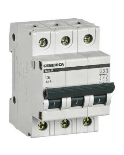 GENERICA ВА47-29 3P C 6А 4,5кА (MVA25-3-006-C). Автоматический выключатель. IEK в Камышине