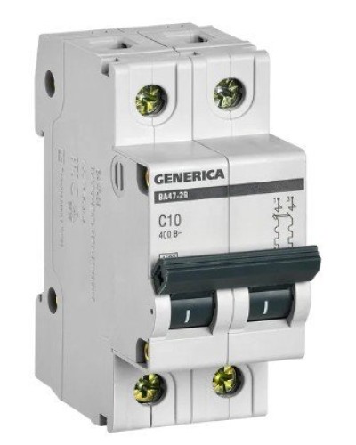 GENERICA ВА47-29 2P C 10А 4,5кА (MVA25-2-010-C). Автоматический выключатель. IEK в Камышине