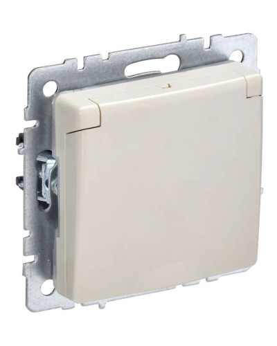 Розетка с з/к РСбш10-3-44-БрКр бежевый BRITE (BR-R16-16-44-K10). Розетка с заземлением с защитными шторками и крышкой. IEK в Камышине