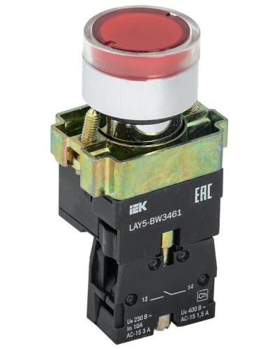 Кнопка LAY5-BW3461 с подсветкой красный 1з (BBT50-BW-K04). Кнопка с подсветкой. IEK в Камышине