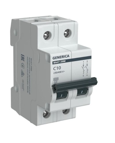 GENERICA ВА47-29М 2P C 10А 4,5кА (MVA21-2-010-C-G). Автоматический выключатель. IEK в Камышине