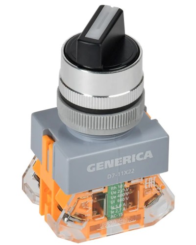 Переключатель D7-11X22 на 2 положения черный GENERICA (BSW50-11X22-3-22-2-K02-G). Переключатель с самовозвратом. IEK в Камышине