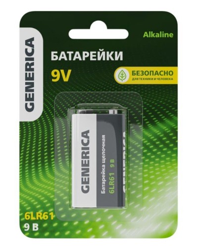 Батарейка Alkaline 6LR61 9V GENERICA (ABT-6LR619V-ST-L02-G). Батарейка щелочная. IEK в Камышине