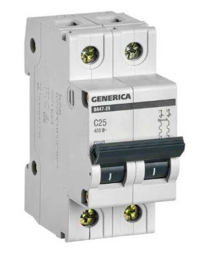 GENERICA ВА47-29 2P C 25А 4,5кА (MVA25-2-025-C). Автоматический выключатель. IEK в Камышине