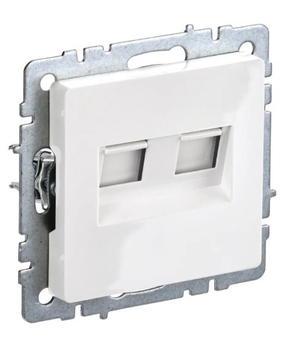 Розетка RJ45 РК10-2-БрБ кат.5E, белая BRITE (BR-K20-1-K01). Розетка компьютерная двойная. IEK в Камышине