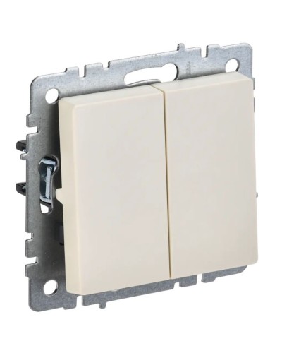 Выключатель 2-клавишный проходной ВС10-2-6-БрКр бежевый BRITE (BR-V22-0-10-K10). Выключатель. IEK в Камышине