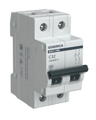 GENERICA ВА47-29М 2P C 32А 4,5кА (MVA21-2-032-C-G). Автоматический выключатель. IEK в Камышине