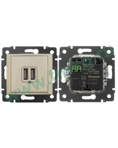 Розетка Valena двойная, USB, слоновая кость (774170). Розетка. LegranD в Камышине