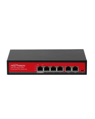PND-04P-2M-BT1 (65W). Коммутатор неуправляемый 6-портовый с функцией PoE. Polyvision в Камышине