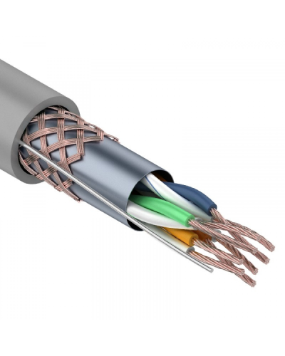 SF/UTP, CAT 5e, PVC, 4PR, 24AWG, INDOOR, STRANDED, серый, 305м, REXANT (01-0343). Кабель «витая пара» (LAN) для структурированных систем связи. Rexant в Камышине