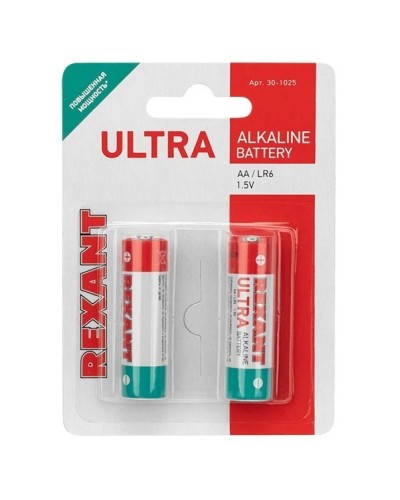 Ультра алкалиновая батарейка AA/LR6 1,5 V 2 шт. блистер REXANT (30-1025). Элемент питания. Rexant в Камышине