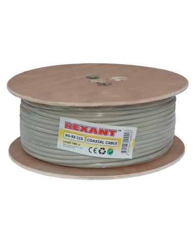 RG-8X, 50 Ом, CCS/Al/A, 75% (01-2021). Кабель коаксиальный радиочастотный. Rexant в Камышине