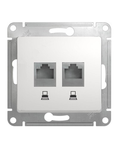 Glossa розетка RJ45+RJ45 2-местная, кат. 5Е, скрытой установки, механизм, белый (GSL000185KK). Розетка компьютерная. Systeme Electric в Камышине
