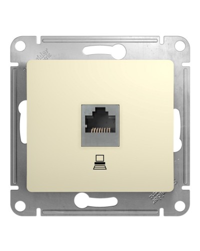 Glossa розетка RJ45 1-местная, кат. 5Е, скрытой установки, механизм, бежевый (GSL000281K). Розетка компьютерная. Systeme Electric в Камышине