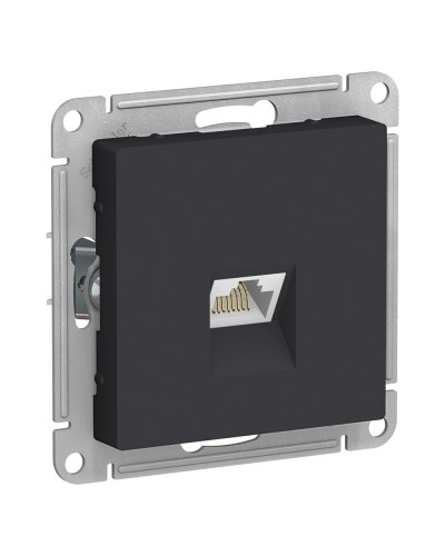 AtlasDesign розетка RJ45, кат. 5Е, 1-местная, скрытой установки, механизм, карбон (ATN001083). Розетка компьютерная. Systeme Electric в Камышине