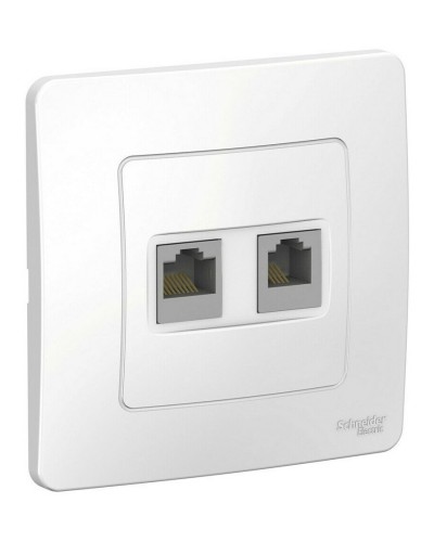 BLANCA розетка RJ45+RJ11 2-местная, кат. 5Е, скрытой установки, белый (BLNIS045111). Розетка компьютерная + телефонная. Systeme Electric в Камышине