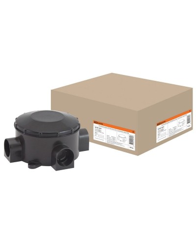 Распаячная коробка ОП D80х35мм, IP42, 3-х рожковая, черная TDM (SQ1401-4044). Распаячная коробка ОП. TDM ЕLECTRIC в Камышине