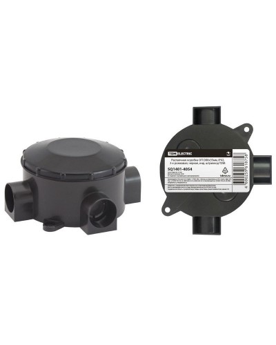 Распаячная коробка ОП D80х35мм, IP42, 3-х рожковая, черная TDM (SQ1401-4054). Распаячная коробка ОП. TDM ЕLECTRIC в Камышине