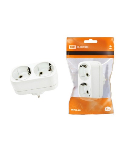 Блок на 2 гнезда 2П+З плоский 16А 250B TDM (SQ1806-0026). Розетка. TDM ЕLECTRIC в Камышине