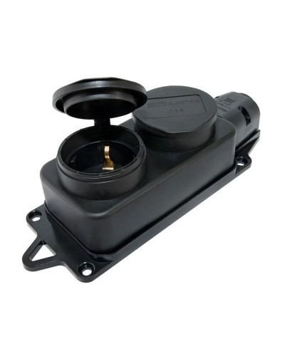 Розетка двухместная 2Р+РЕ 16А 250В IP44 (SQ0612-0037). Розетка двухместная с заглушками каучук. TDM ЕLECTRIC в Камышине