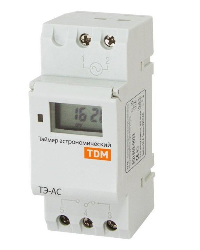 ТЭ-АС-1мин/24ч-8on/off-16А-DIN (астрономический) TDM (SQ1503-0023). Таймер электронный. TDM ЕLECTRIC в Камышине