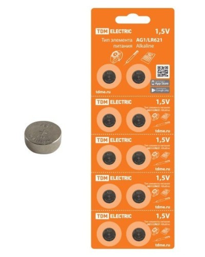 AG1/LR621 Alkaline 1,5V BP-10 TDM (SQ1702-0045). Элемент питания. TDM ЕLECTRIC в Камышине