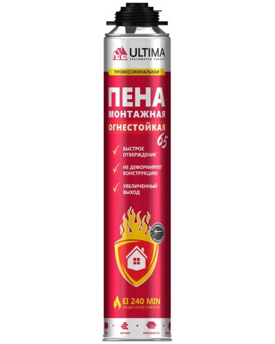 Пена огнестойкая ULTIMA PRO 65, 850 мл. Пена монтажная профессиональная. ULTIMA в Камышине